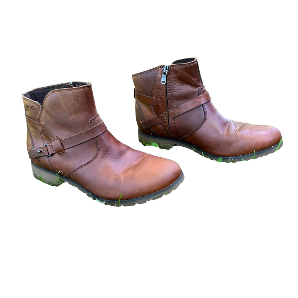 Teva De La Vina Dos Ankle Boots Womens 10 Waterproof Leather Brown Bison Chic